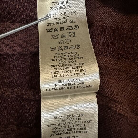 Burberry Brit Burgundy Merino Wool Silk Knit  Cardigan Size XS Minimalist Prep - Picture 10 of 13